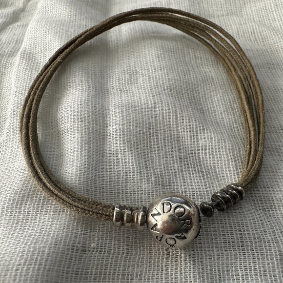 Authentic PANDORA Multi Strand Cord Bracelet - Approx. 7.25" (side to side) - Picture 13 of 14